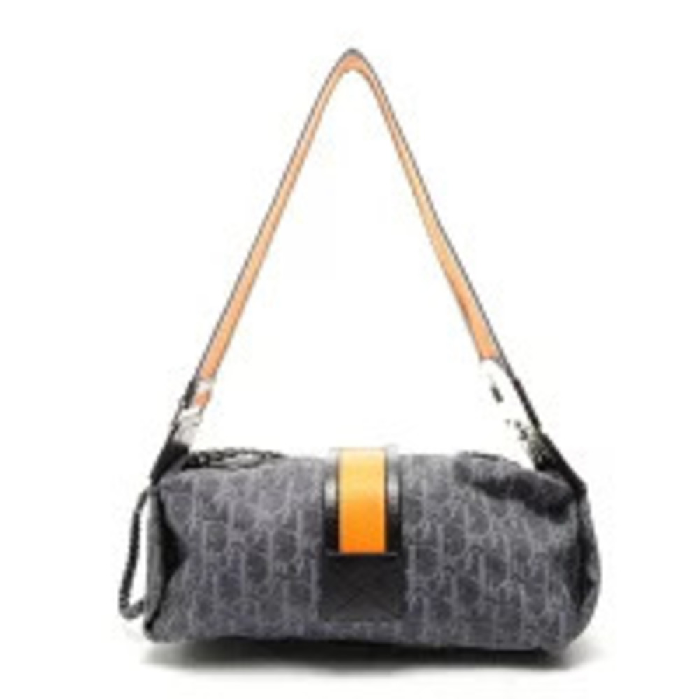 Christian Dior Denim Canvas Trotter One Shoulder Hobo Bag Navy Blue - Picture 3 of 13